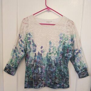 Coldwater Creek Womens Small 8 Top Sheer Overlay Lined Stretch Artsy Boho